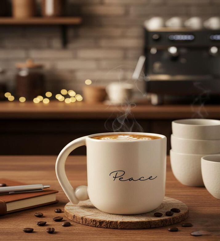 Tohfa Luxe Peace Calligraphic Ball Single Mug, Packshot View