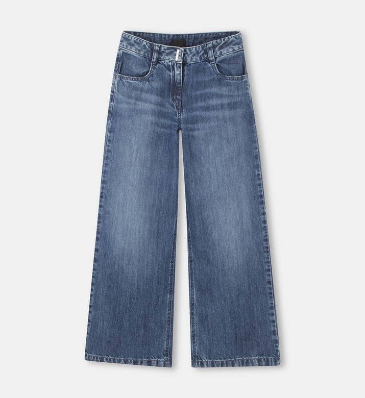 Embroidered Logo Cotton Denim Trousers