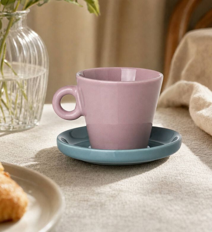 Estia Espresso Saucer Echo Cup New Bone China, Pink, 100-ml, Model View