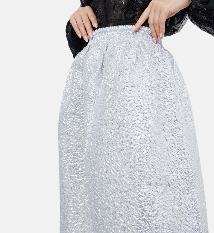 Peau D Ane Elastic Waist Midi Skirt
