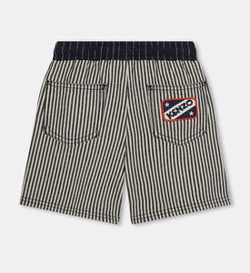 Striped Denim Bermuda Shorts