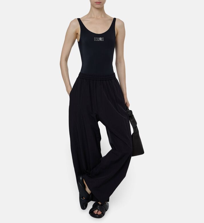 MM6 Logo-print Sleeveless Swimsuit, Model View