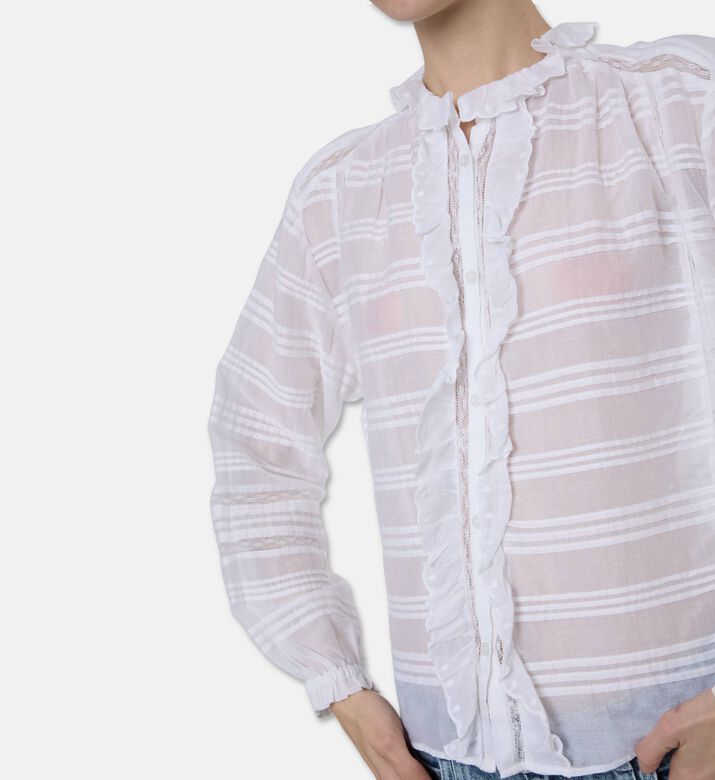 Isabel Marant Ruffled Pintuck Long-sleeve Blouse, Model View