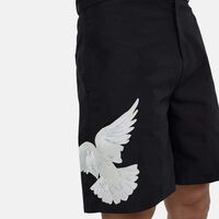 Tonal Wing-graphic Wide-leg Shorts
