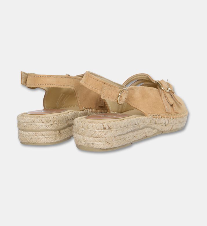 Salvi Espadrille Slingback Triple Buckle Straps Flats, Camel, Eu-41, Packshot View