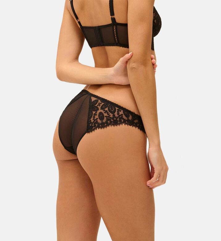 Sheer Lace Panel Scalloped Edge Mid-rise Briefs Sheer Lace Panel Scalloped Edge Mid-rise Briefs