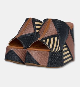 Schutz Geometric Woven Platform Slide Sandals, Packshot View
