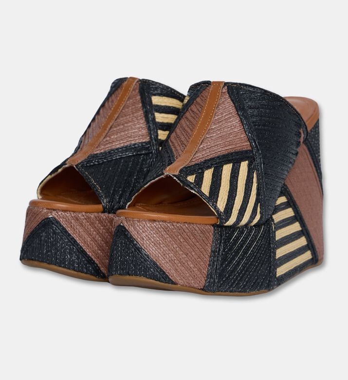Schutz Geometric Woven Platform Slide Sandals, Packshot View