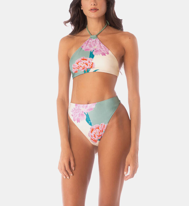 High-waist Flower-print Bikini Bottom