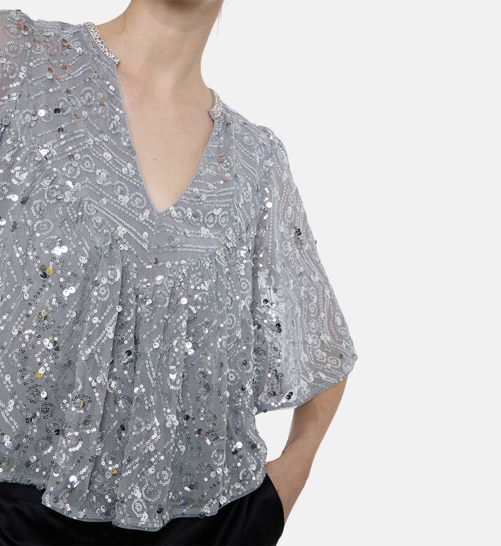 Ba and Sh Sequin-embellishment V-neck Blouse, Model View