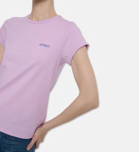 Maison Labiche Amour-embroidery Cuffed-sleeve T-shirt, Purple, S, Model View