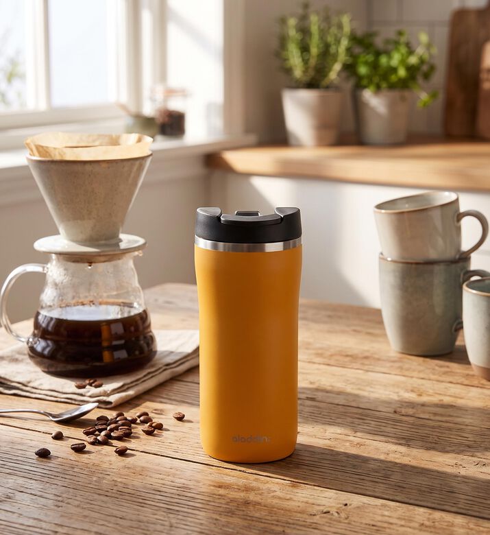 Aladdin Mocca Leak-lock Thermocup, Yellow, Model View