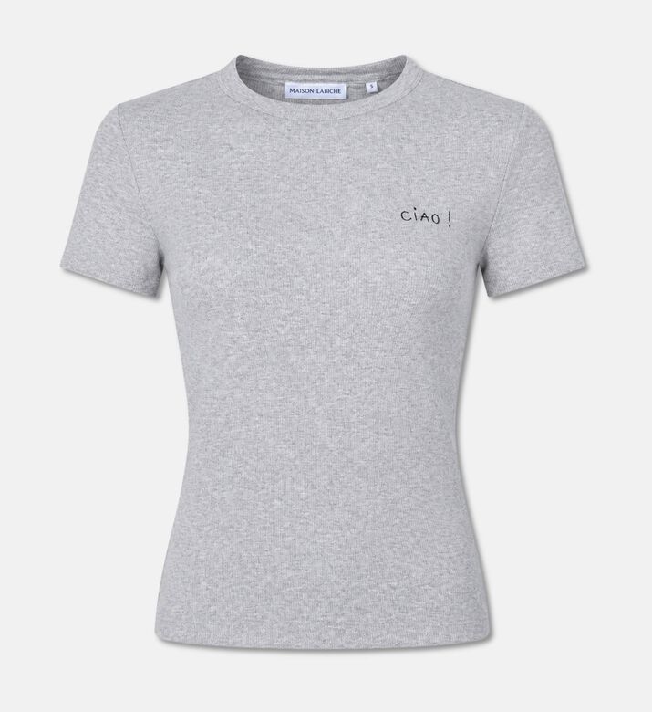 Maison Labiche Ribbed Slogan T-shirt, Packshot View