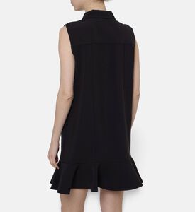 Ganni Gold-tone Logo Buttons Ruffled Hem Mini Dress, Model View