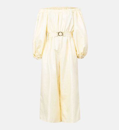Yellow Panther Carmen Neckline Jumpsuit