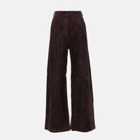 Suede High-waisted Wide-leg Pants