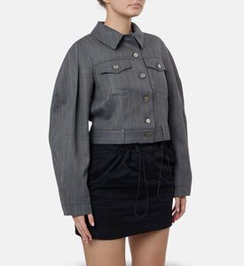 Ganni Pinstripe Cropped Jacket, Model View