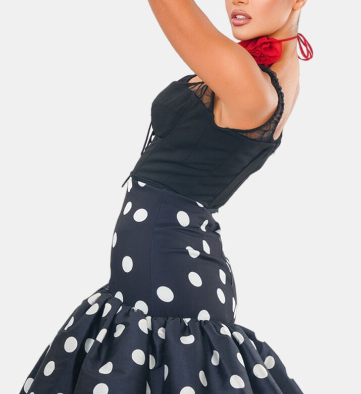 Polka Dots Puffy Midi Dress