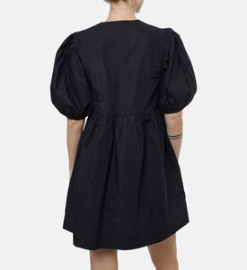 Ganni Cotton Tie Closure Mini Dress, Model View