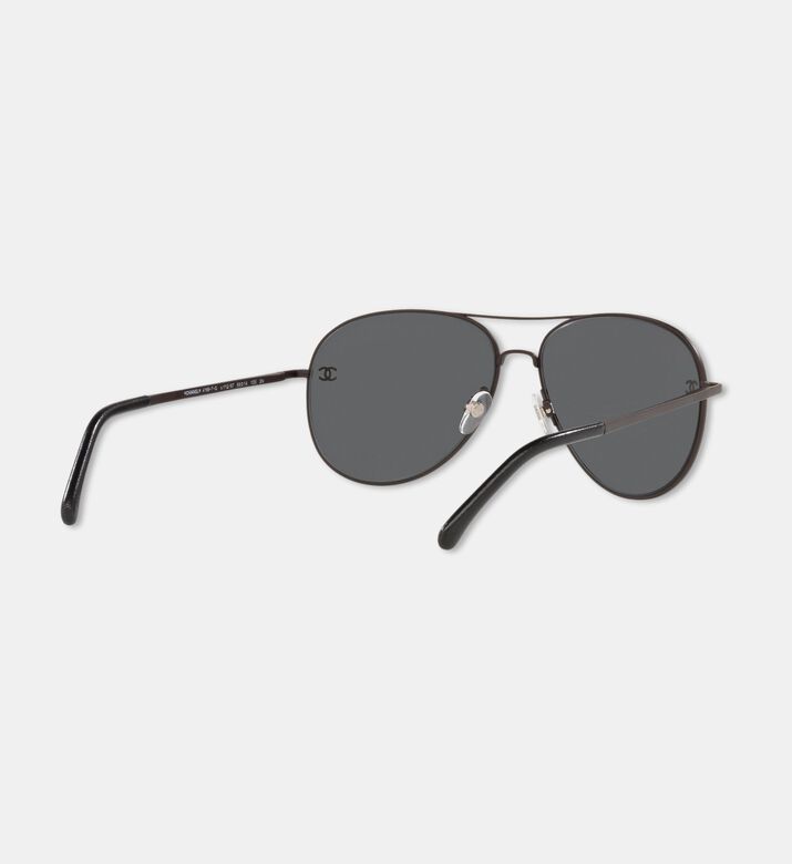 Chanel Aviator Logo-label Sunglasses, Black, Packshot View