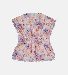 غطاء بياقة بشكل في بطبعة أزهار على كامله