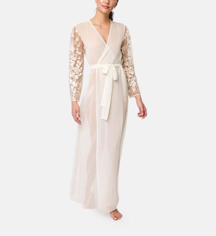 غطاء بأكمام طويلة بياقة في وبتفاصيل أزهار