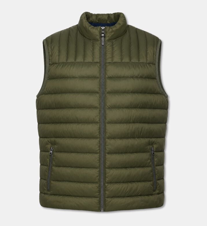 Hackett London Ultra Light Weight Padded Gilet, Khaki, Xl, Packshot View