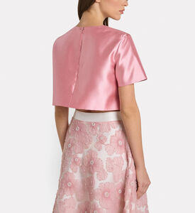 Savanna Elegant Mikado Cropped Top, Pink, L, Model View