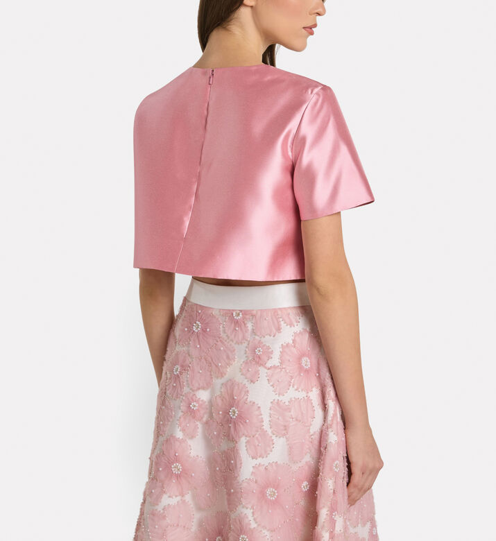 Savanna Elegant Mikado Cropped Top, Pink, L, Model View
