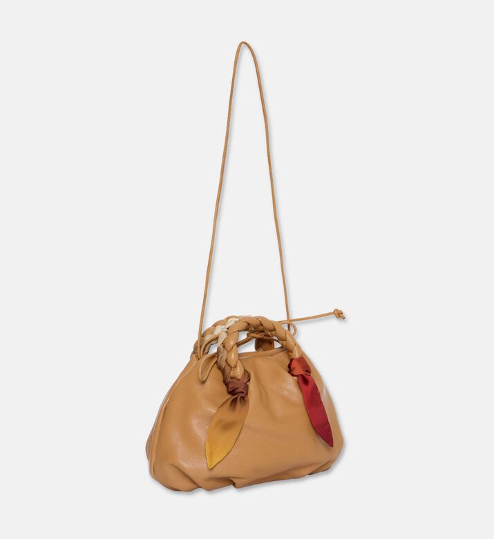 Hereu Leather Foulard-detail Tote, Camel, Packshot View