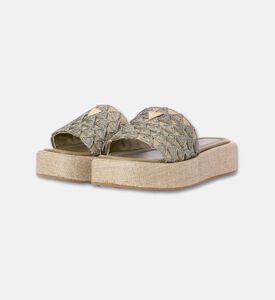 Schutz Shoes Sabot Bordado Cia, Olive, Eu-37, Packshot View