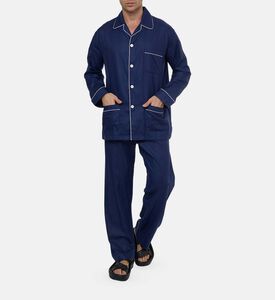 Contrast Piping Long-sleeve Pajama Set