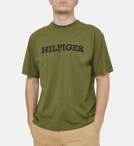 تي شيرت قطني مطرز بنمط أحادي