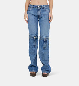 Cotton Open Knee Mid-rise Jeans