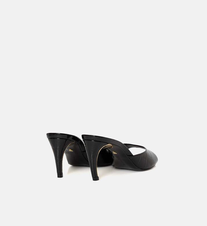 Croco Patent Leather Mid-heel Mules