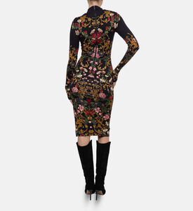 Alice and Olivia Delora Baroque Floral-print Midi Dress, Model View