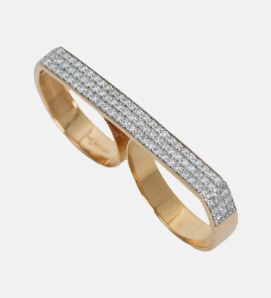 Double Diamond Baguette Ring - 18k