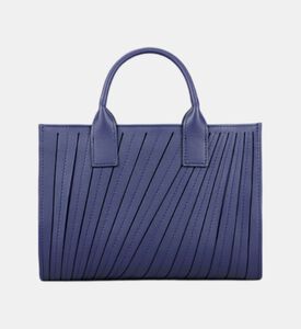 Camille Fournet Signature Calf Leather Pleated Midi Tote Bag, Indigo, Packshot View