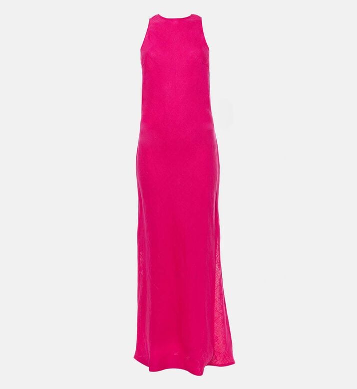 Godalia Side Slits Round Neck Dress, Fuchsia, Xs, Packshot View