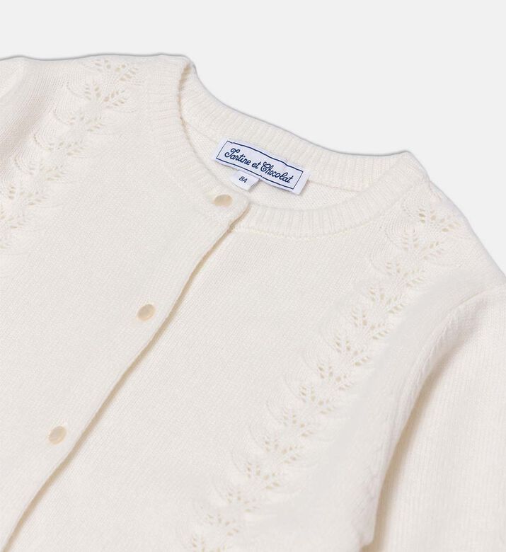 Tartine et Chocolat Knit Puffy Sleeve Cardigan, Packshot View Tartine et Chocolat Knit Puffy Sleeve Cardigan, Packshot View
