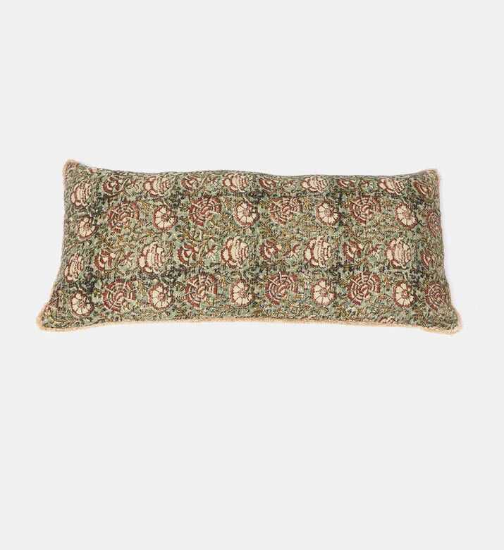 Home Deco and More Lotus Printed Cotton Filled And Vaccumed Cushion, Packshot View