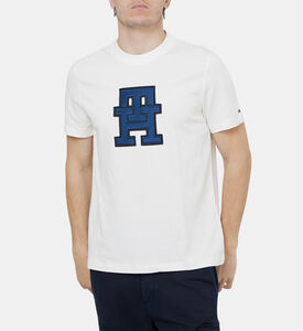 تيشيرت قطن مزين بنقشة أحرف العلامة