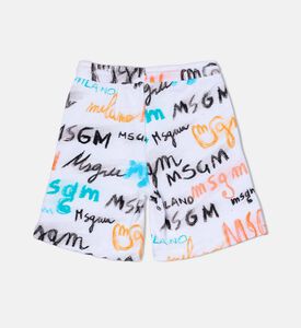 شورت برمودا قصير صوف بطبعة شعار