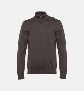 كنزة بربع سحاب بمزيج حرير قطن