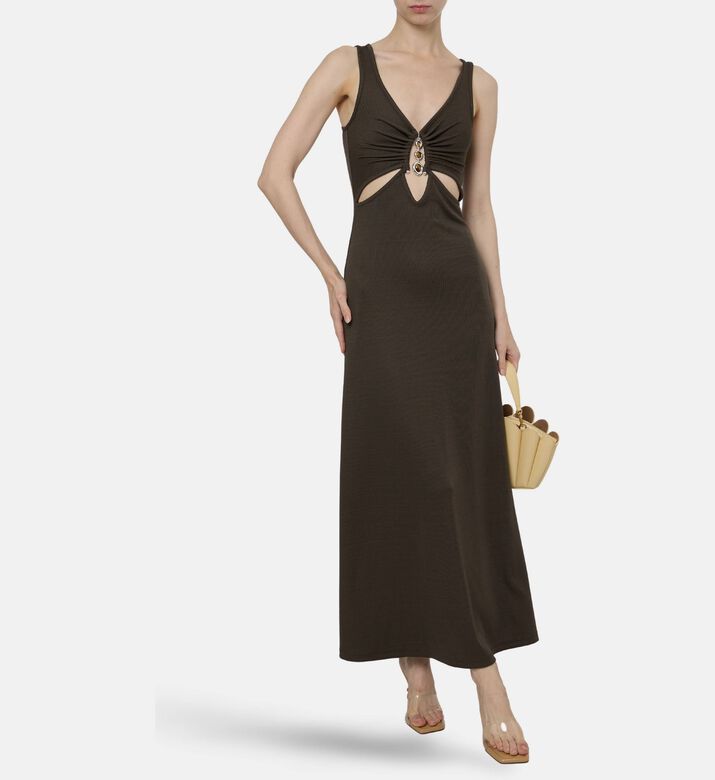 Christopher Esber Dress Droplet, Brown, 05, Model View