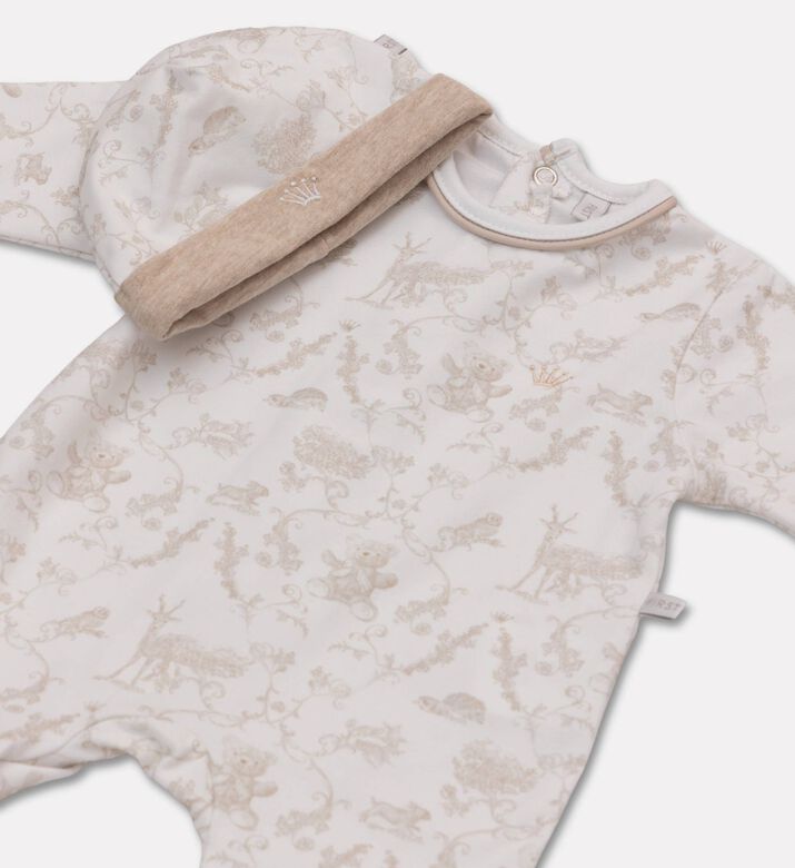 My First Collection Printed Rompersuit Hat Set, Packshot View