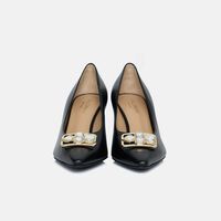 Leather Pointed-toe Kitten Heel Pumps