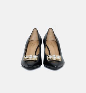 حذاء بكعب قصير ومقدمة مدببة جلد