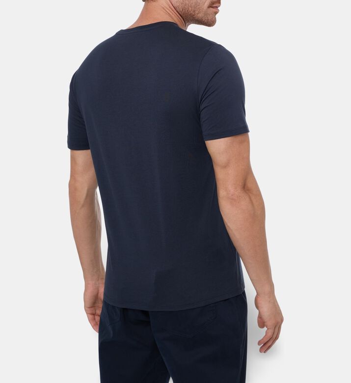 Vince Cotton Crewneck T-shirt, Blue, S, Model View