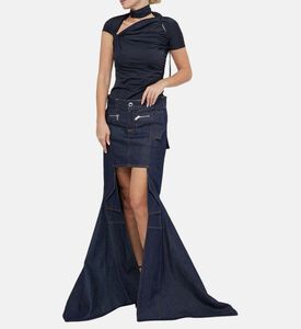 High-low Paneled Denim Cargo Skirt High-low Paneled Denim Cargo Skirt